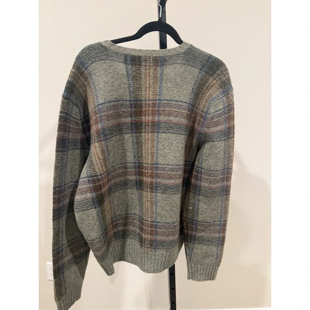 Polo Ralph Lauren Vintage 80's Sweater SZ‎ XL Green Wool Alpaca Plaid CabinCore